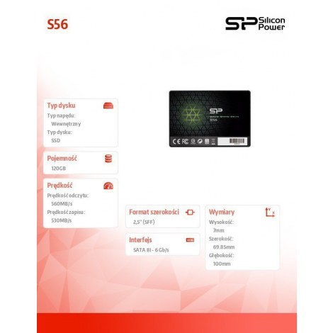 Silicon Power | S56 | 120 GB | SSD form factor 2.5"" | SSD interface SATA | Read speed 460 MB/s | Write speed 360 MB/s - 2